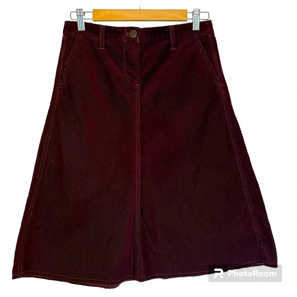 J Crew Burgundy Corduroy Fit and Flare Skirt Size 0